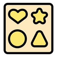 Sorting board with geometric shapes developing fine motor skills vector