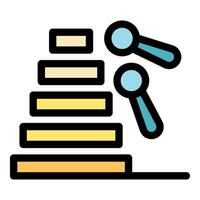 Analyzing data with magnifying glasses on bar graph vector