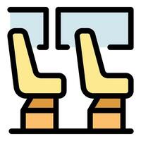 Two cushioned train seats facing each other vector