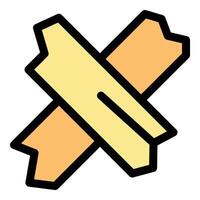 Two pieces of adhesive tape forming a cross shape are representing a rejection or negative decision vector