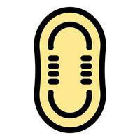 Minimalist yellow pill capsule icon with black outline vector