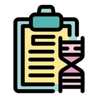 Clipboard showing medical research data with dna structure vector