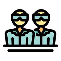 Two scientists wearing safety goggles in lab vector