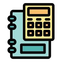 Colorful calculator and notebook for office work vector