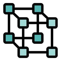 Blockchain network structure with connected nodes vector