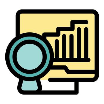 Analyzing data with magnifying glass and graph vector