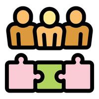 Team connecting puzzle pieces, symbolizing collaboration and teamwork vector
