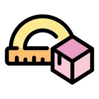 Geometric design with protractor and cube icon vector