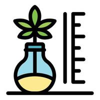Cannabis growth measurement with ruler icon vector