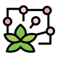 Growing plant inside greenhouse with sensors monitoring growth and data analysis vector