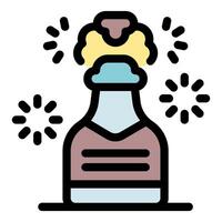 Overflowing colorful potion bottle with sparkles vector