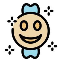 Smiling candy icon with sparkling accents vector