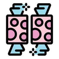 Two sparkling pink wrapped candies with polka dots design vector