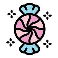 Pink and pastel round candy creating a spiral effect with blue wrapping vector