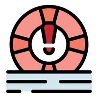 Lifebuoy floating on water showing alert signal, emergency rescue concept vector