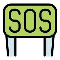 Green sos sign displaying an urgent call for help vector