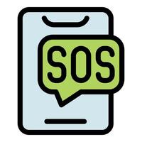 Smartphone displaying sos alert message icon vector