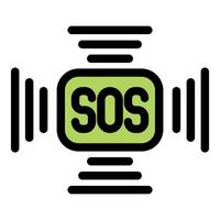 Emergency sos signal broadcasting a distress call with radio waves vector