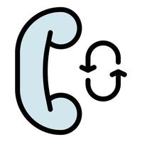 Phone receiver with refresh icon showing redialing concept vector