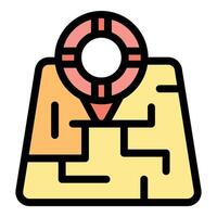 Navigating a maze with location pin icon vector
