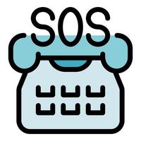 Sos call for help with retro telephone design vector