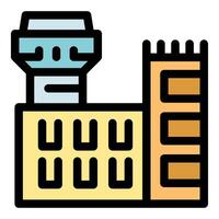 Modern airport control tower and terminal building vector
