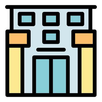 Modern building with large sliding doors and windows representing urban architecture vector