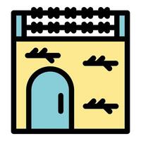 Secure building with barbed wire and door vector