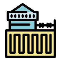 Iconic bank building with secure fencing design vector