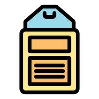 Hanging label tag icon, outline style presenting product information vector