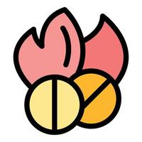 Symbolic representation of fire and pills for health concept vector