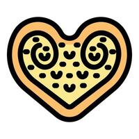 Heart shaped cookie with swirl patterns vector
