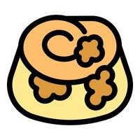 Delicious cinnamon roll with icing and nuts vector