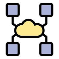Cloud computing network with connected nodes vector