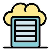 Cloud storage database transferring data to server, processing information online vector