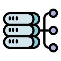 Server rack connecting to network nodes, data center infrastructure vector