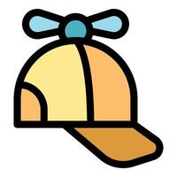 Yellow baseball cap with propeller rotating, funny hat for children vector