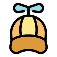 Propeller beanie cap with spinning rotor, playful headwear for summer fun vector