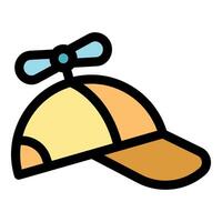Propeller beanie cap rotating its blades, a funny hat for summer vector