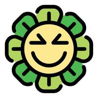 Smiling sunflower with closed eyes expressing happiness and joy vector