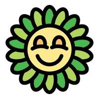 Smiling flower with green petals expressing happiness and joy vector