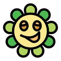 Funny yellow daisy character showing tongue and eyes half closed vector