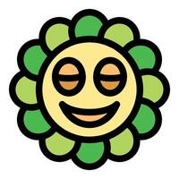 Smiling flower with closed eyes showing happiness and peace vector