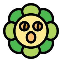 Screaming cartoon daisy character with wide eyes and open mouth vector