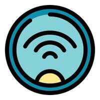 Smart home device emitting wifi signal with charging dock icon vector