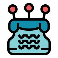 Retro phone connecting to communication network, featuring three antennae vector