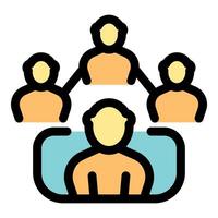Team connecting with leader, effective teamwork and collaboration in business vector