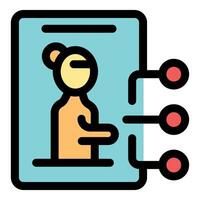 Woman in digital frame connecting to multiple nodes representing online interactions vector
