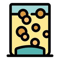 Chemical reaction showing air bubbles rising in beaker during experiment vector