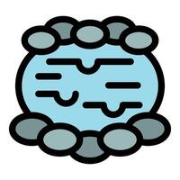 Geothermal pool surrounded by stones emitting steam in a relaxing spa environment vector